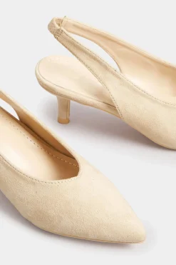 Pixiegirl Pixiegirl Nude Slingback Kitten Heel Court Shoes In Standard Fit