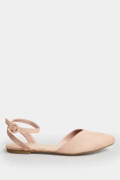 Pixiegirl Pixiegirl Nude Faux Suede Two Part Pointed Ballerina Pumps In Standard Fit