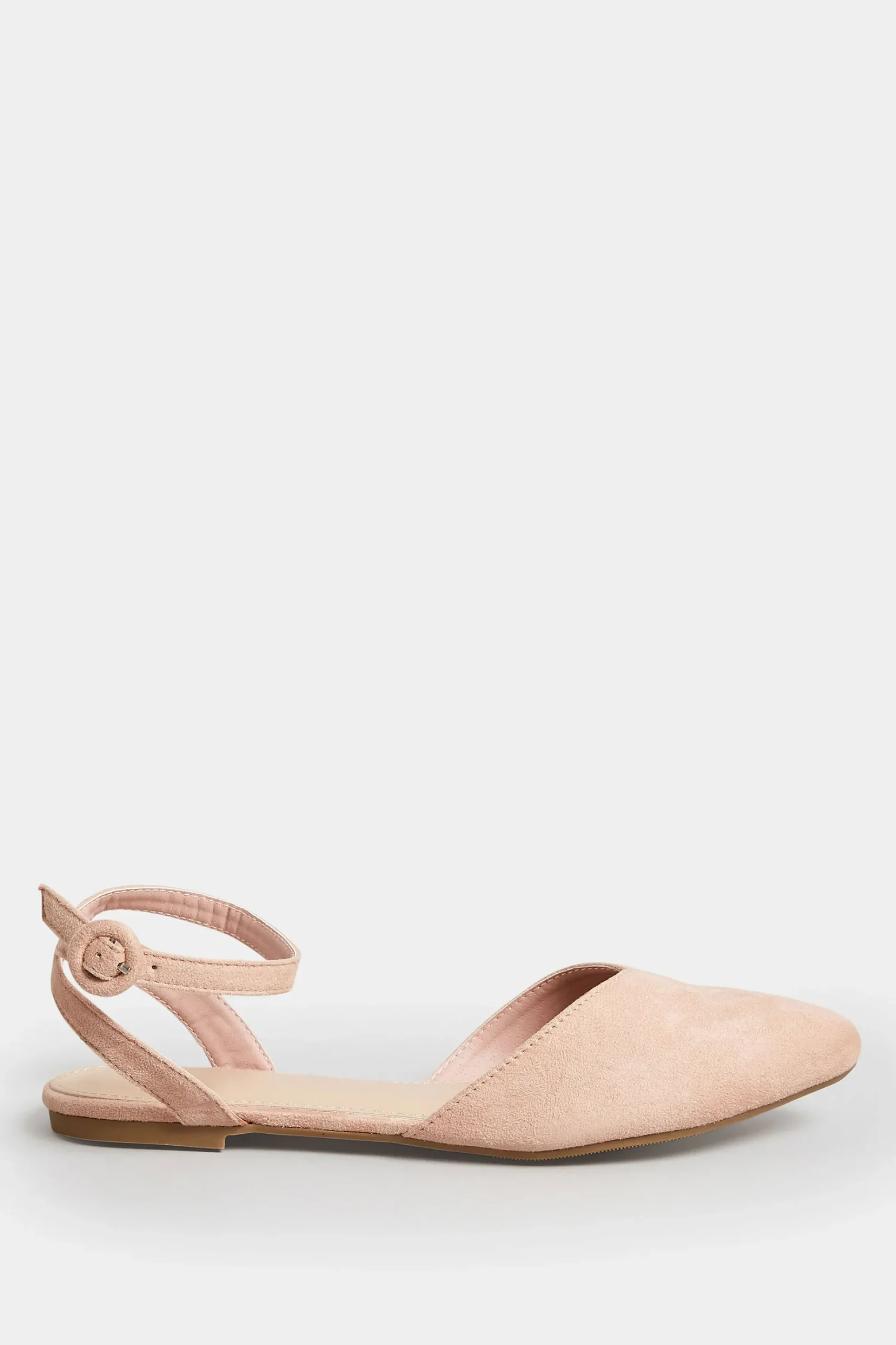 Pixiegirl Pixiegirl Nude Faux Suede Two Part Pointed Ballerina Pumps In Standard Fit