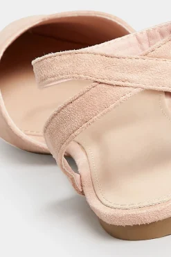 Pixiegirl Pixiegirl Nude Faux Suede Two Part Pointed Ballerina Pumps In Standard Fit