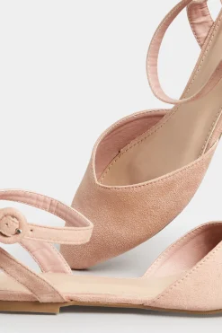 Pixiegirl Pixiegirl Nude Faux Suede Two Part Pointed Ballerina Pumps In Standard Fit