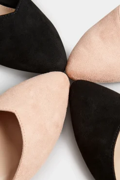 Pixiegirl Pixiegirl Nude Faux Suede Two Part Pointed Ballerina Pumps In Standard Fit