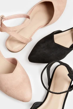 Pixiegirl Pixiegirl Nude Faux Suede Two Part Pointed Ballerina Pumps In Standard Fit