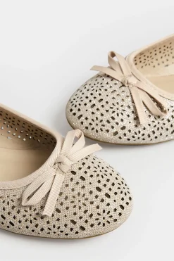 Pixiegirl Pixiegirl Nude Glitter Cut Out Ballerina Pumps In Standard Fit