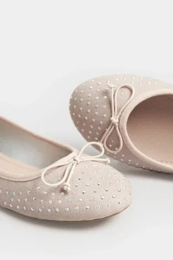 Pixiegirl Pixiegirl Nude Diamante Ballerina Pumps In Standard Fit