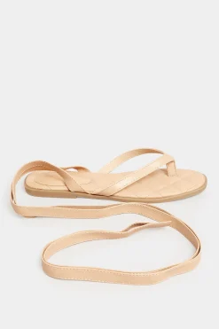 Pixiegirl Pixiegirl Nude Ankle Tie Sandals In Standard Fit