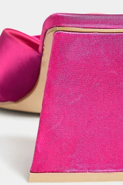 Pixiegirl Pixiegirl Pink Satin Crossover Heeled Mules In Standard Fit