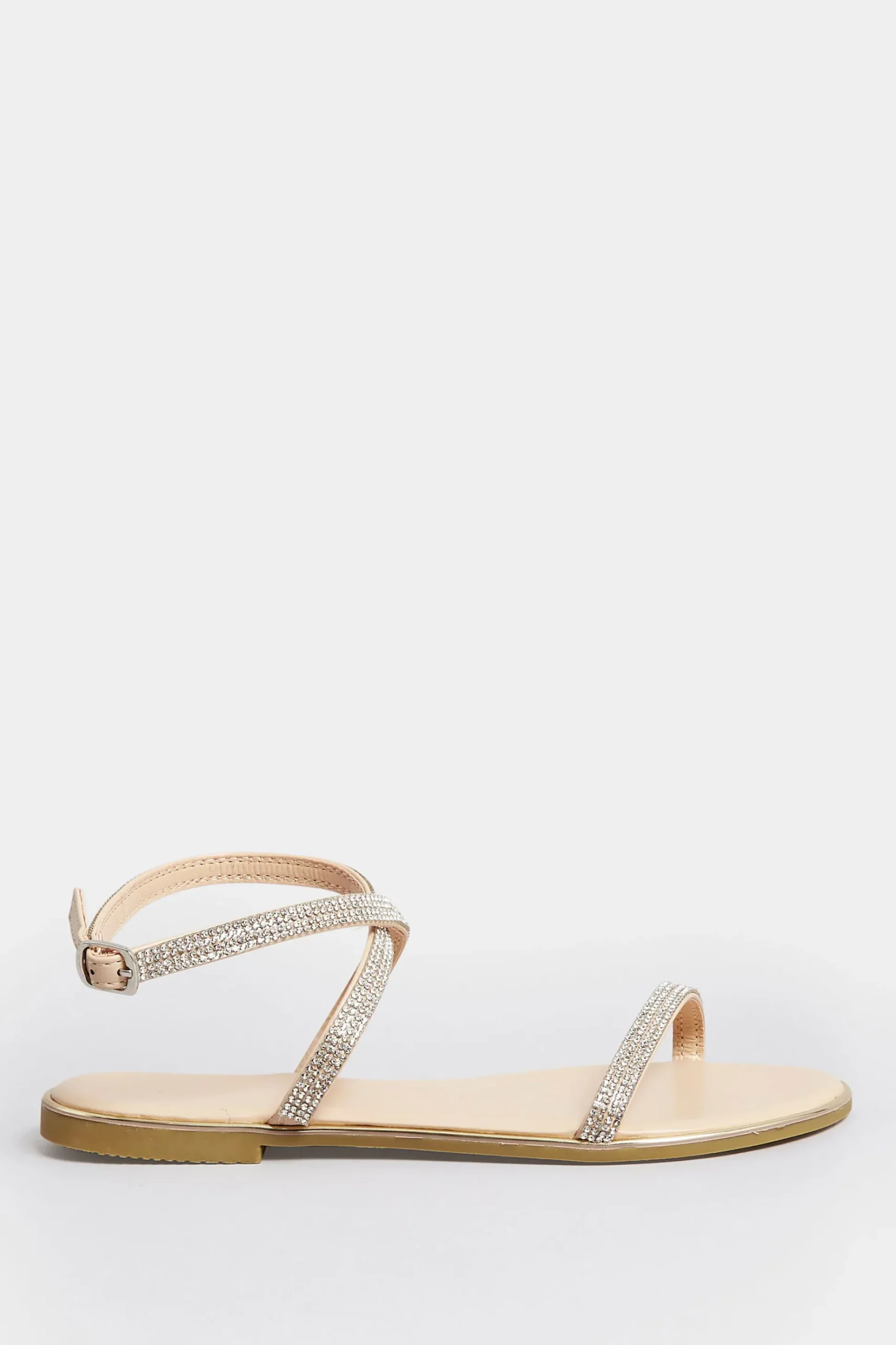 Pixiegirl Pixiegirl Rose Gold Diamante Sandals In Standard Fit