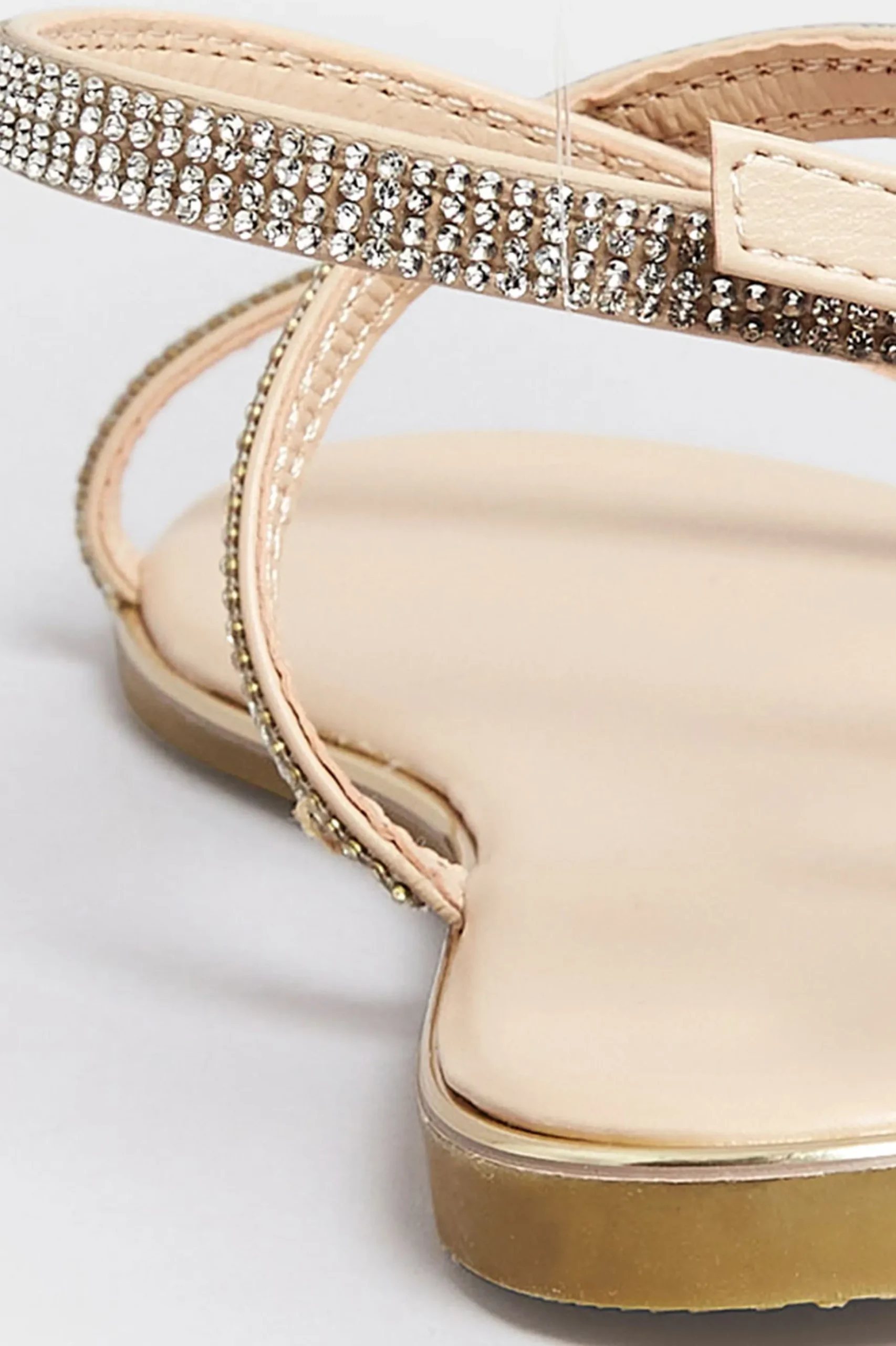 Pixiegirl Pixiegirl Rose Gold Diamante Sandals In Standard Fit