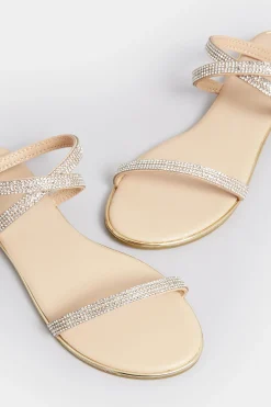 Pixiegirl Pixiegirl Rose Gold Diamante Sandals In Standard Fit