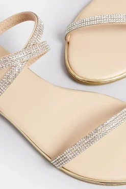 Pixiegirl Pixiegirl Rose Gold Diamante Sandals In Standard Fit