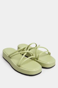 Pixiegirl Pixiegirl Sage Green Strappy Flatform Sandals In Standard Fit