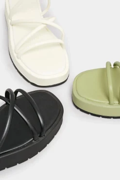 Pixiegirl Pixiegirl Sage Green Strappy Flatform Sandals In Standard Fit