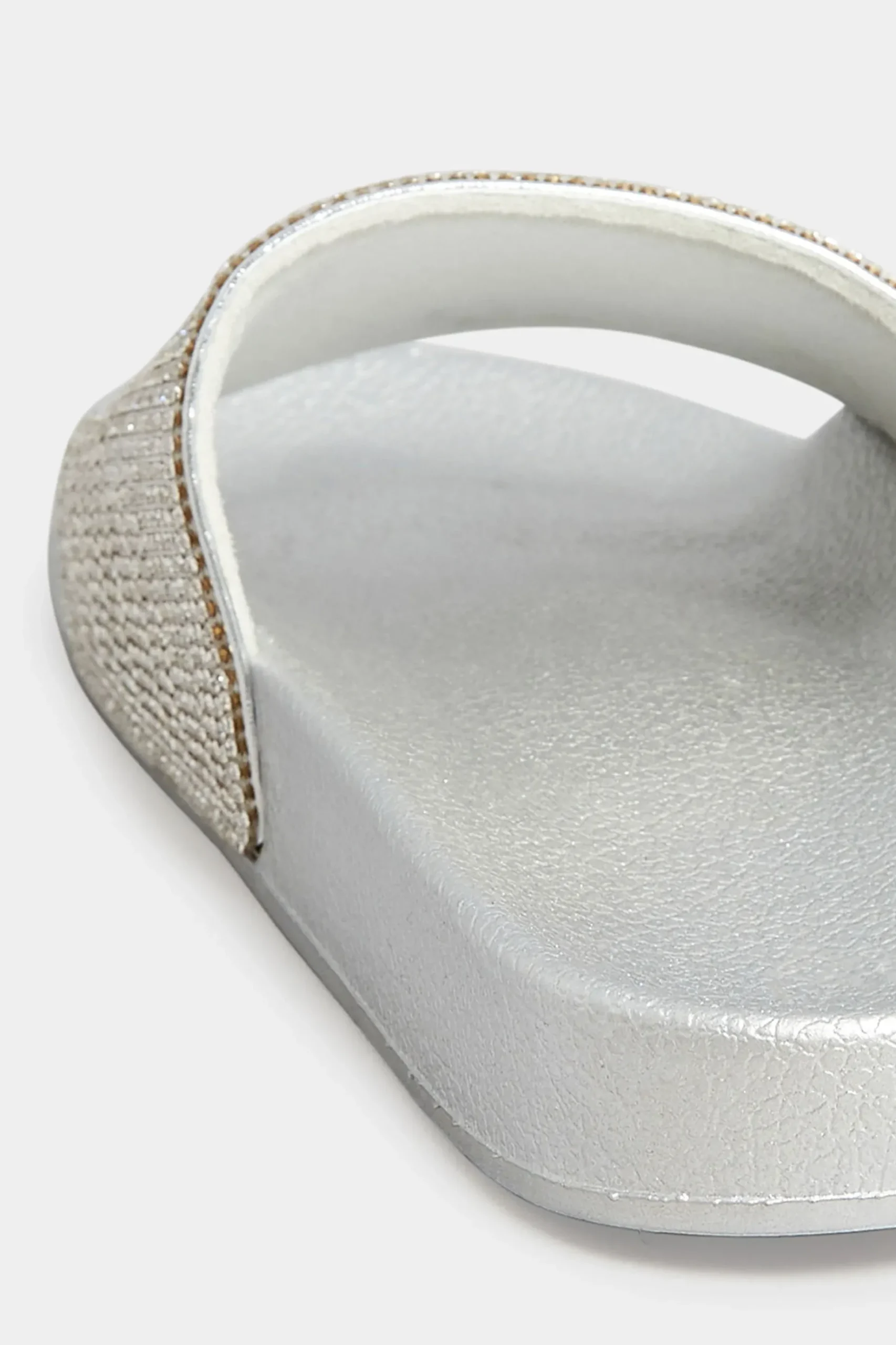 Pixiegirl Pixiegirl Silver Diamante Sliders In Standard Fit