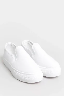 Pixiegirl Pixiegirl White Canvas Slip On Flatform Trainers In Standard Fit