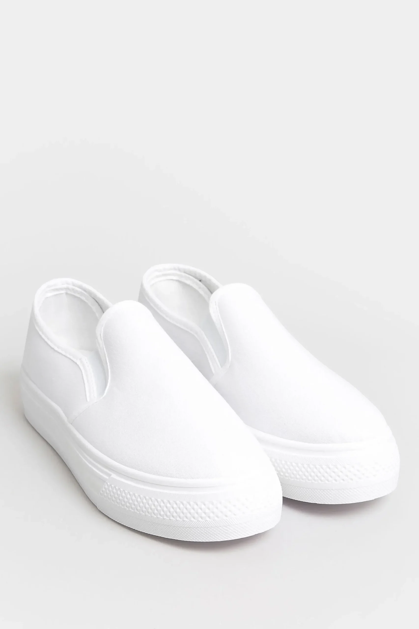 Pixiegirl Pixiegirl White Canvas Slip On Flatform Trainers In Standard Fit