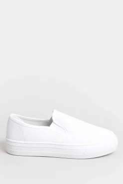 Pixiegirl Pixiegirl White Canvas Slip On Flatform Trainers In Standard Fit