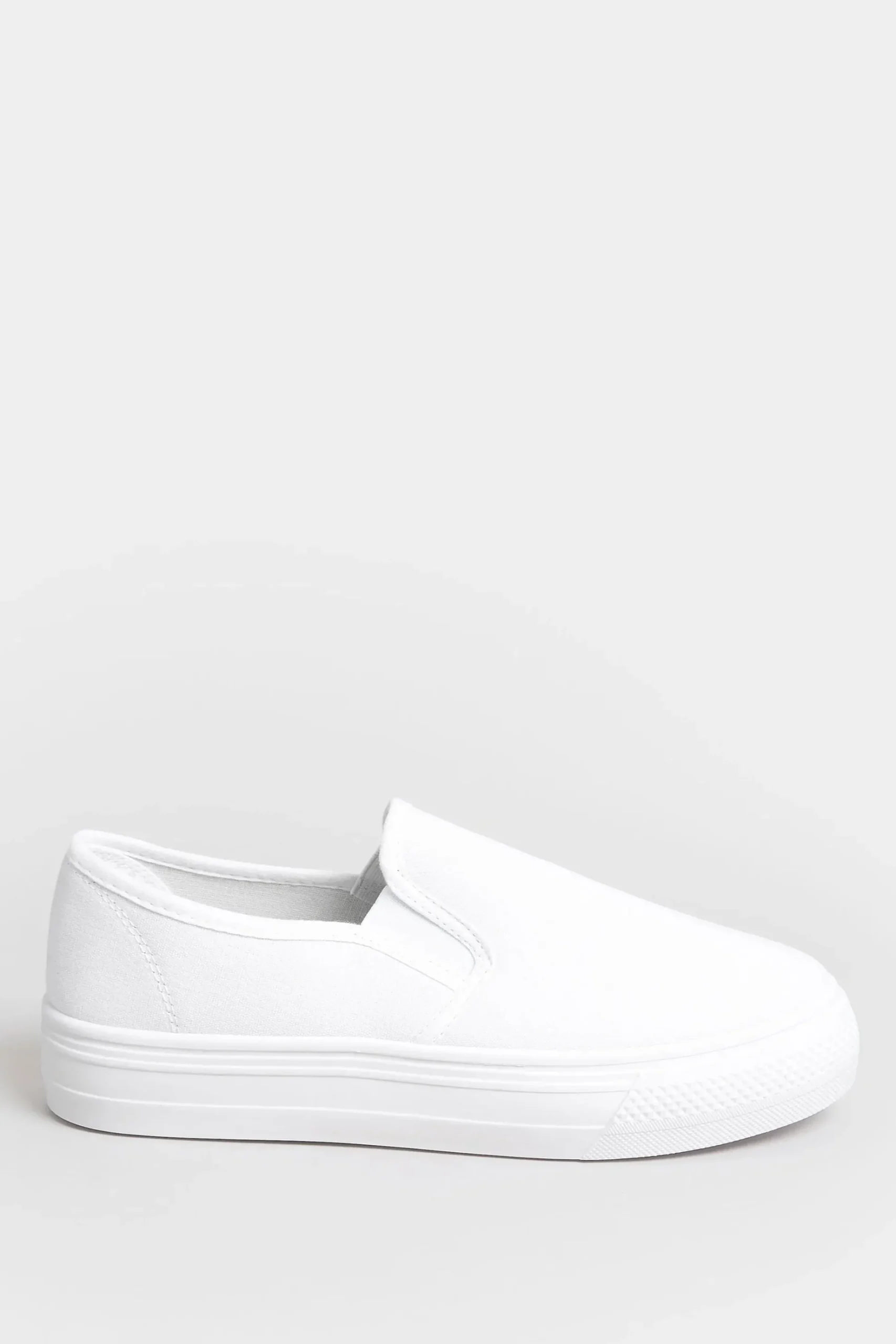 Pixiegirl Pixiegirl White Canvas Slip On Flatform Trainers In Standard Fit