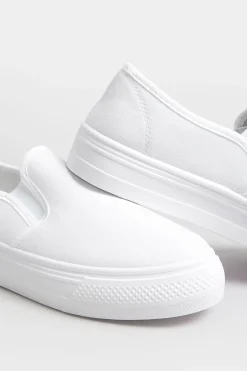 Pixiegirl Pixiegirl White Canvas Slip On Flatform Trainers In Standard Fit
