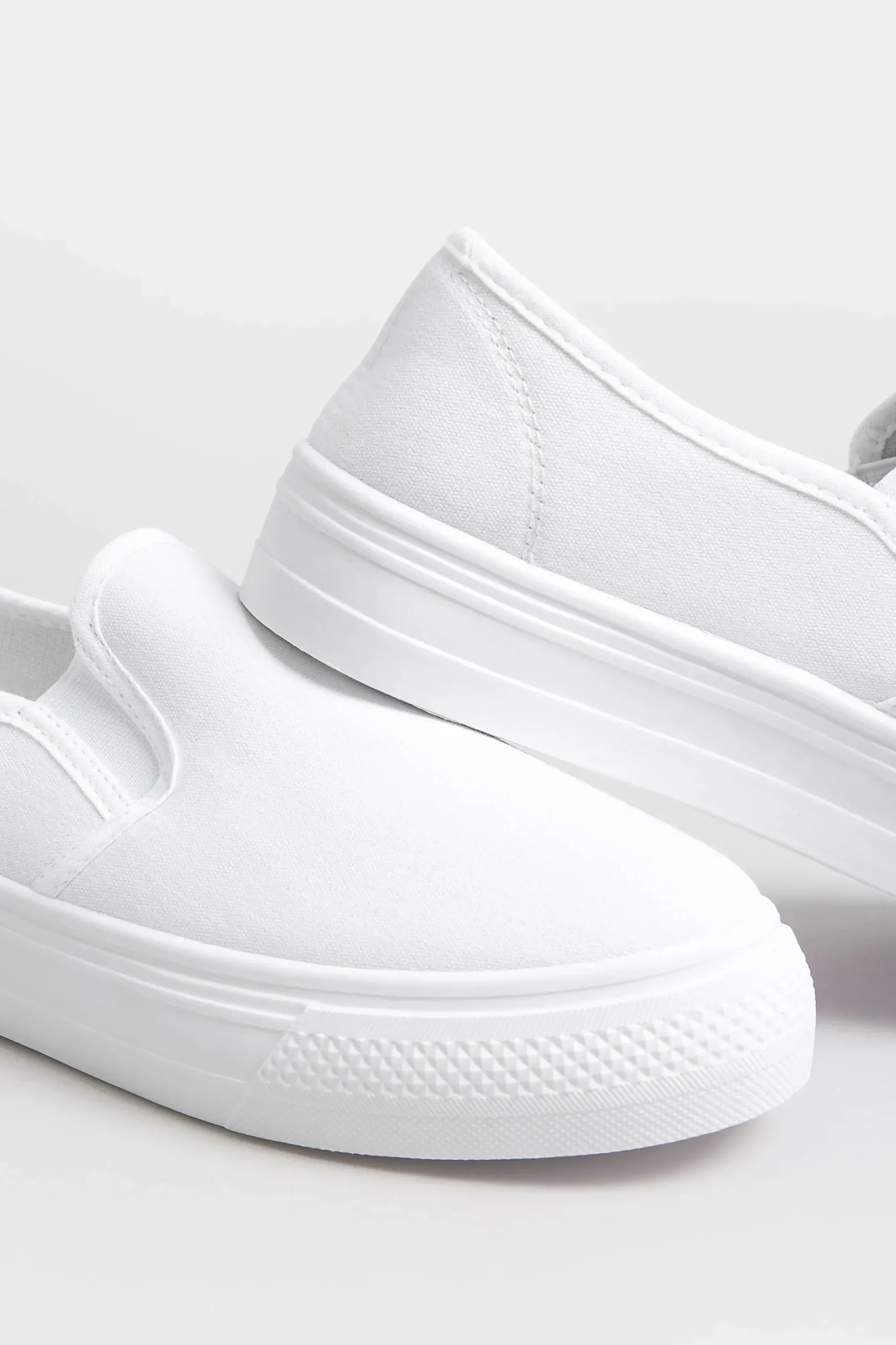 Pixiegirl Pixiegirl White Canvas Slip On Flatform Trainers In Standard Fit