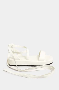 Pixiegirl Pixiegirl White Ankle Tie Flatform Sandals In Standard Fit
