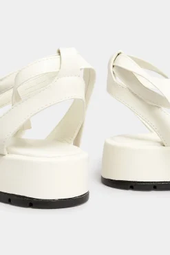 Pixiegirl Pixiegirl White Ankle Tie Flatform Sandals In Standard Fit