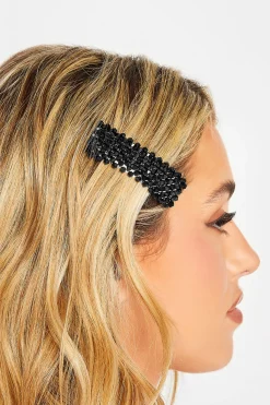Yours Yours 2 Pack Black & Pink Cluster Crystal Hair Clips