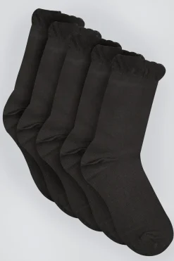 Yours Yours 5 Pack Black Ankle Socks