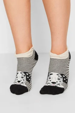 Yours Yours 4 Pack Black Dog Print Trainer Liner Socks