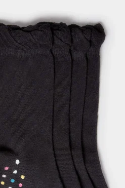 Yours Yours 4 Pack Black Patterned Footbed Ankle Socks