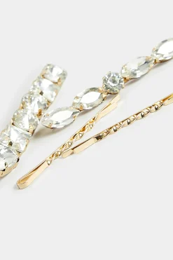 Yours Yours 4 Pack Gold Crystal Hairslide Set