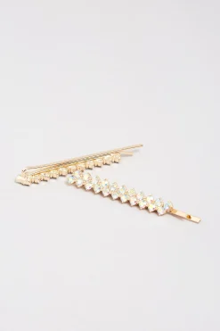 Yours Yours 2 Pack Gold Diamante Hairslide Set