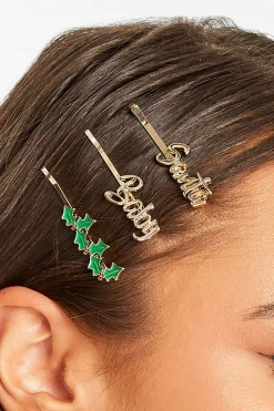 Yours Yours 4 Pack Gold 'santa Baby' Christmas Hairslide Set
