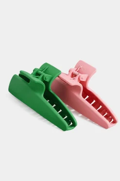 Yours Yours 2 Pack Green & Pink Hair Claw Clips
