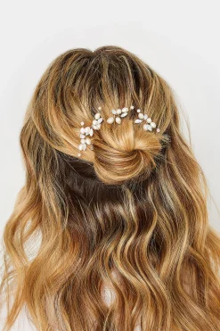 Yours Yours 4 Pack White Pearl Diamante Hair Pin Set