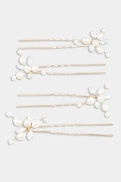 Yours Yours 4 Pack White Pearl Diamante Hair Pin Set
