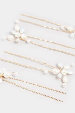 Yours Yours 4 Pack White Pearl Diamante Hair Pin Set