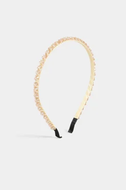Yours Yours Beige Brown Beaded Thin Headband