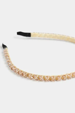 Yours Yours Beige Brown Beaded Thin Headband