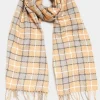 Yours Yours Beige Brown Check Print Tassel Scarf