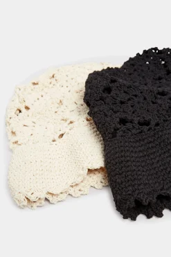 Yours Yours Beige Brown Crochet Bucket Hat