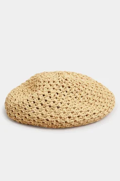 Yours Yours Beige Brown Straw Beret