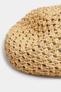 Yours Yours Beige Brown Straw Beret