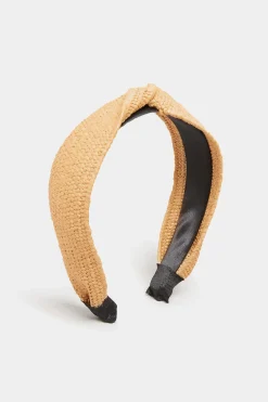Yours Yours Beige Brown Straw Twist Headband