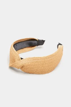Yours Yours Beige Brown Straw Twist Headband
