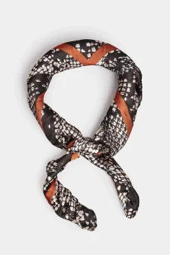 Yours Yours Black & Brown Snake Print Scarf