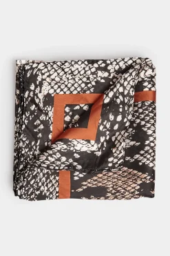 Yours Yours Black & Brown Snake Print Scarf