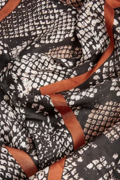 Yours Yours Black & Brown Snake Print Scarf