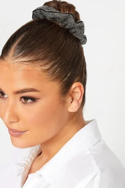 Yours Yours Black 2 Pack Diamante Satin Scrunchie Set