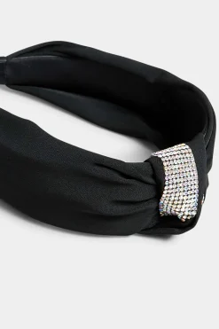 Yours Yours Black & Silver Diamante Knot Headband